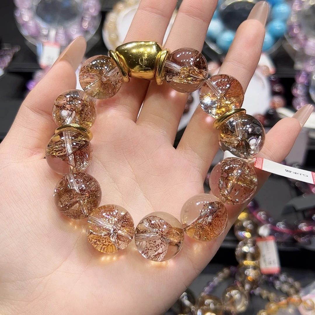 甜***柚手链合金水晶sg7黑金锦鲤18+