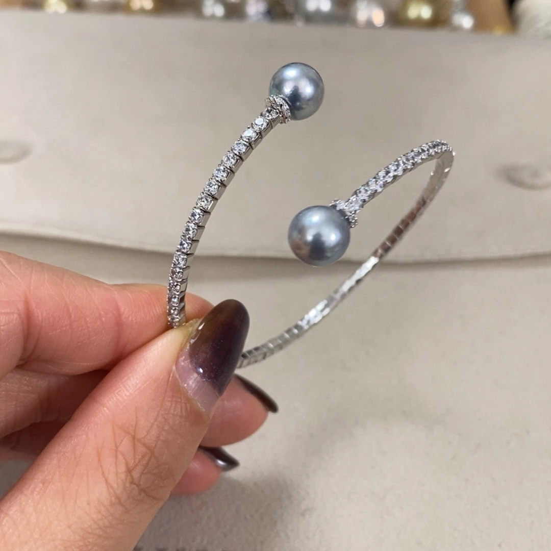 手镯海水珍珠银S925镶嵌