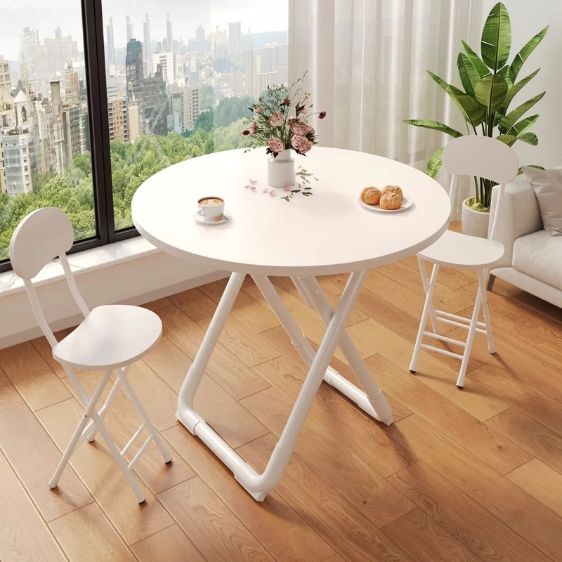 可折叠桌子餐桌家用户型吃饭圆桌阳台小桌子便携饭桌简易桌