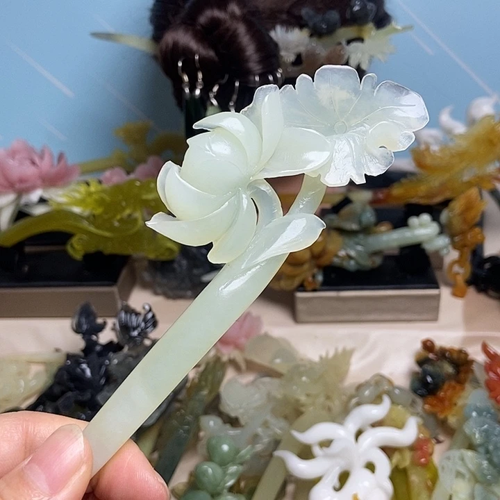 蛇纹石玉未镶嵌发饰发簪