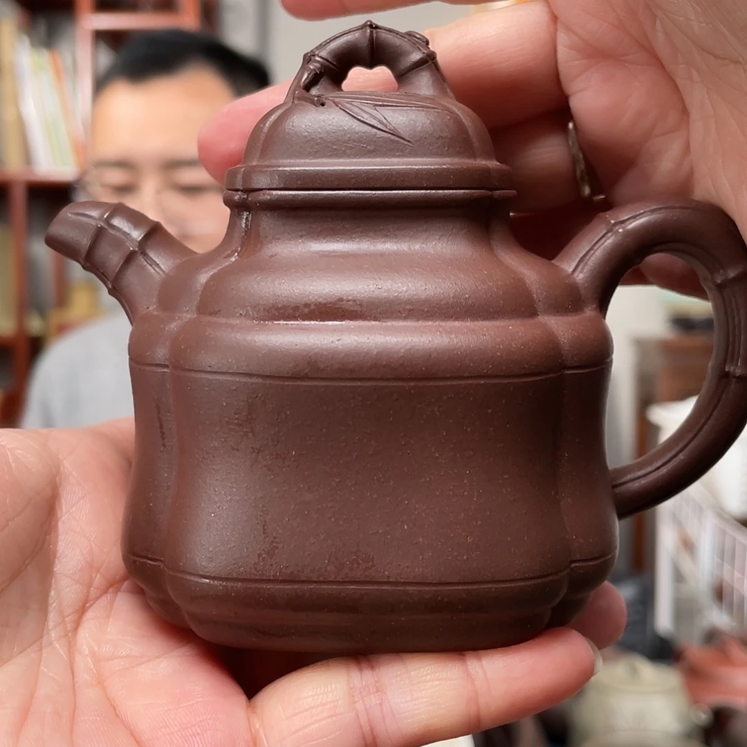 紫泥茶壶拼紫泥四方竹鼎