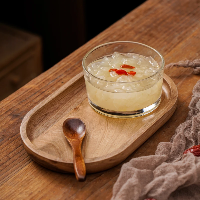 网红家用早餐玻璃甜品碗早餐下午茶木制餐具托盘ins耐热酸奶杯碗