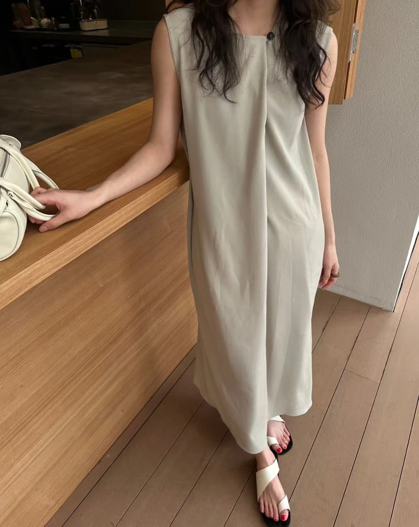 【兰帝专属】三醋酸极简风两穿荡领连衣裙82349