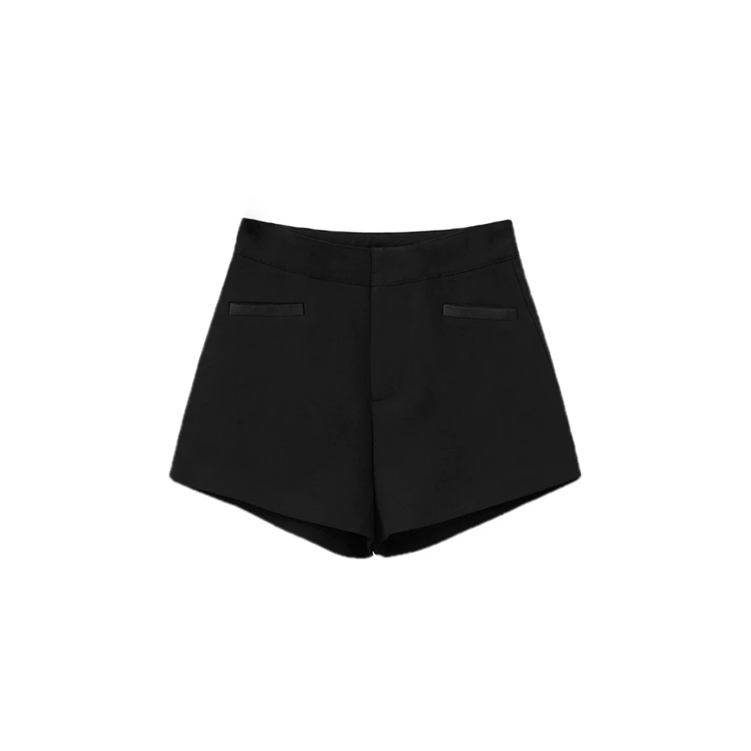 FAY【绽放】高腰西装面料拼接缎面假口袋a字短裤