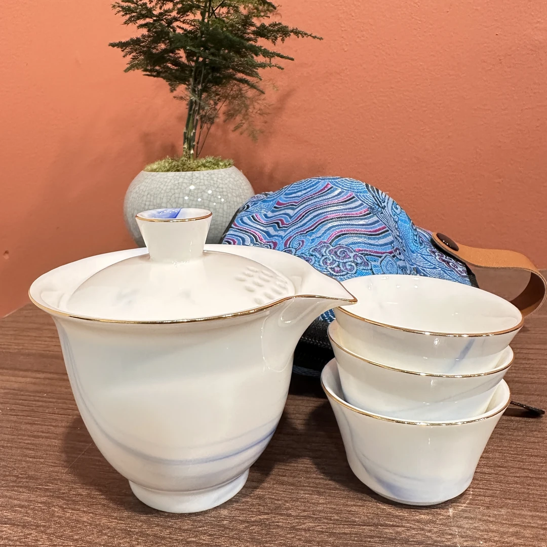 H0002-白瓷做蓝快客杯旅行套