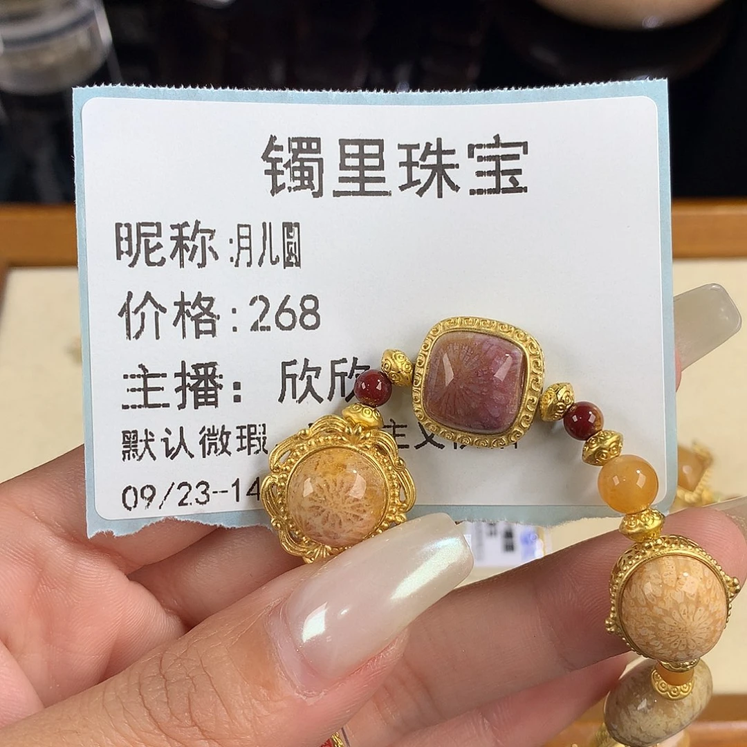 月***圆吊坠(赠链)未镶嵌硅化珊瑚（珊瑚玉）