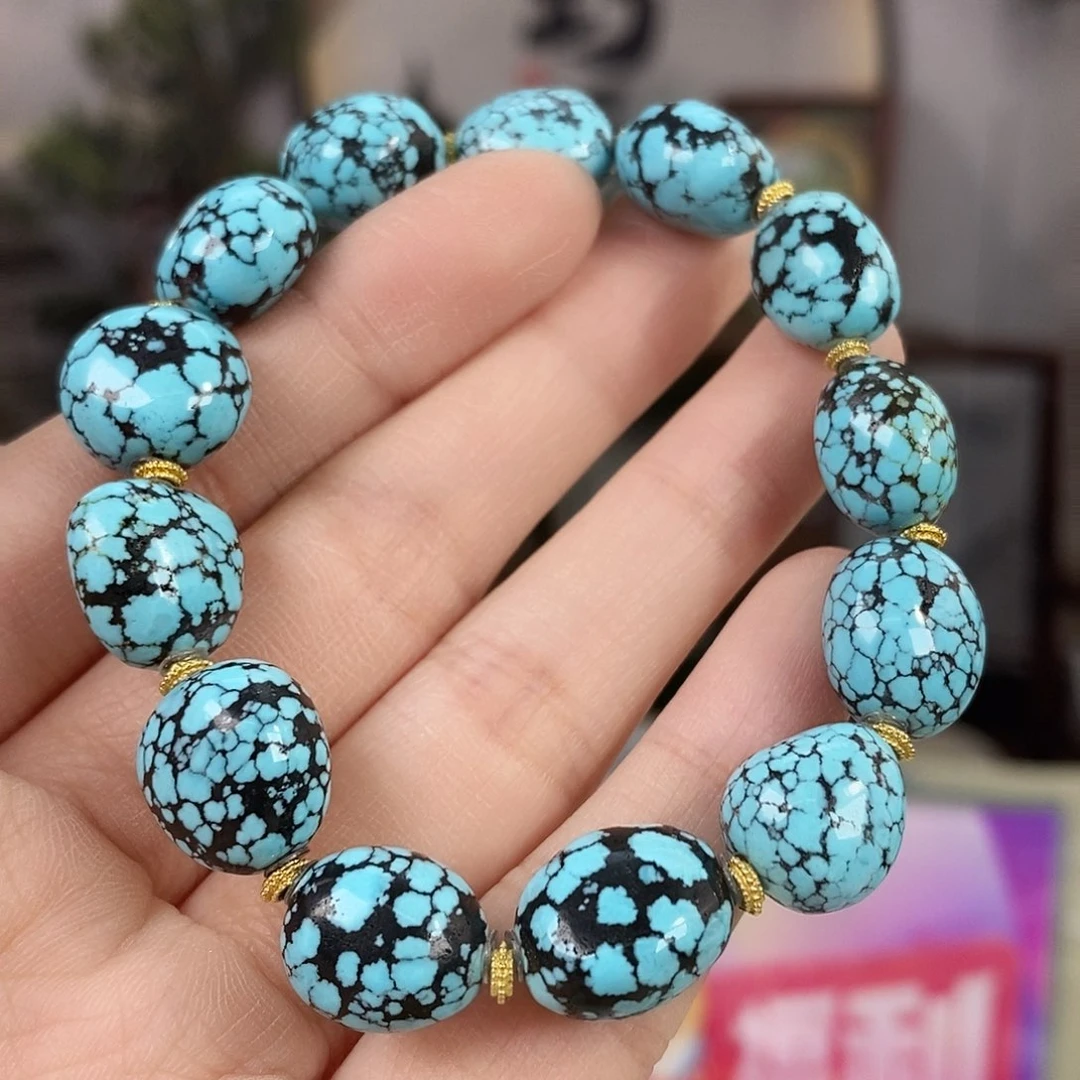 绿松石18K金镶嵌珠宝奇石