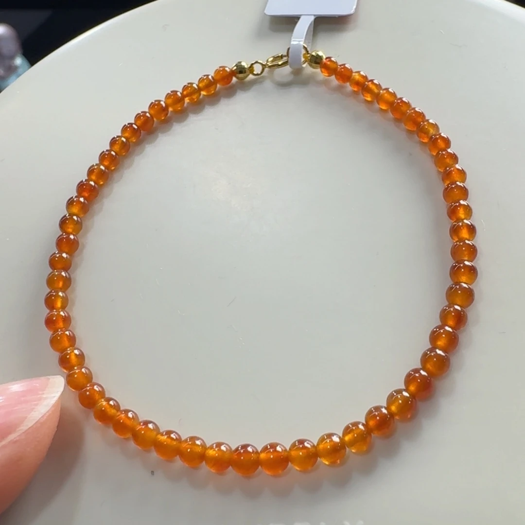 未镶嵌手链翡翠高冰红翡小米珠3mm