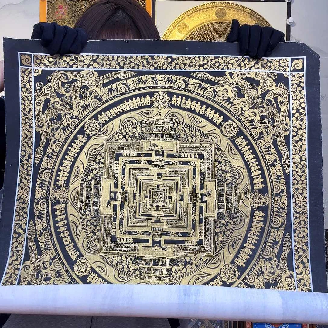 卷轴画纯手绘唐卡坛城50厘米左右