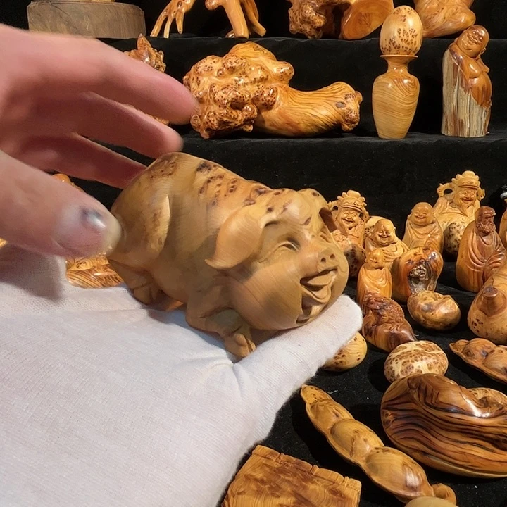 柏木（崖柏）鱼*斋崖柏 手工制作 小猪