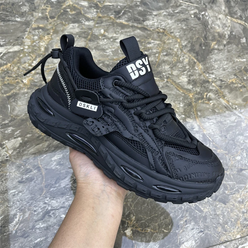 休闲鞋老爹鞋男鞋运动鞋时尚软底夏季潮牌休闲鞋网面百搭黑色鞋子