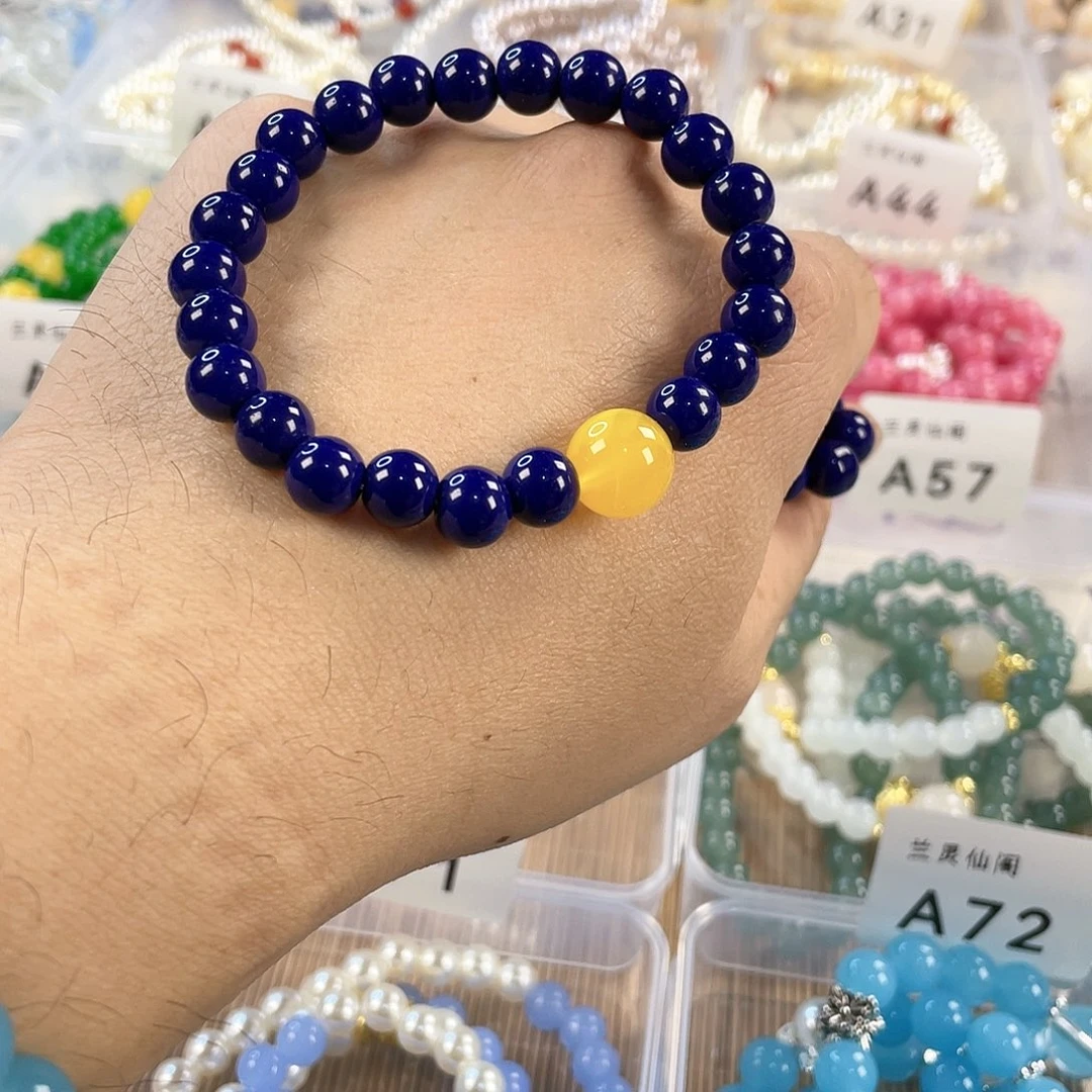 檀香木手串银S925镀金镶嵌