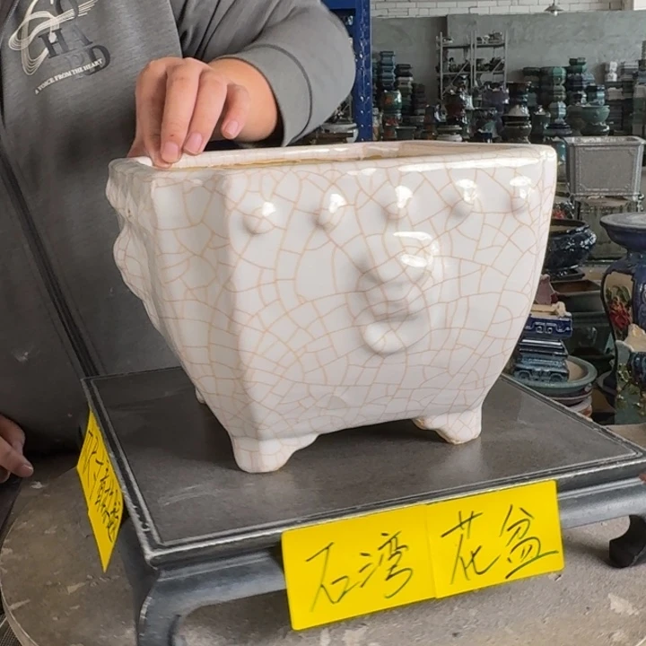 。一风堂石湾花盆 盆口轻微变形 内20*14