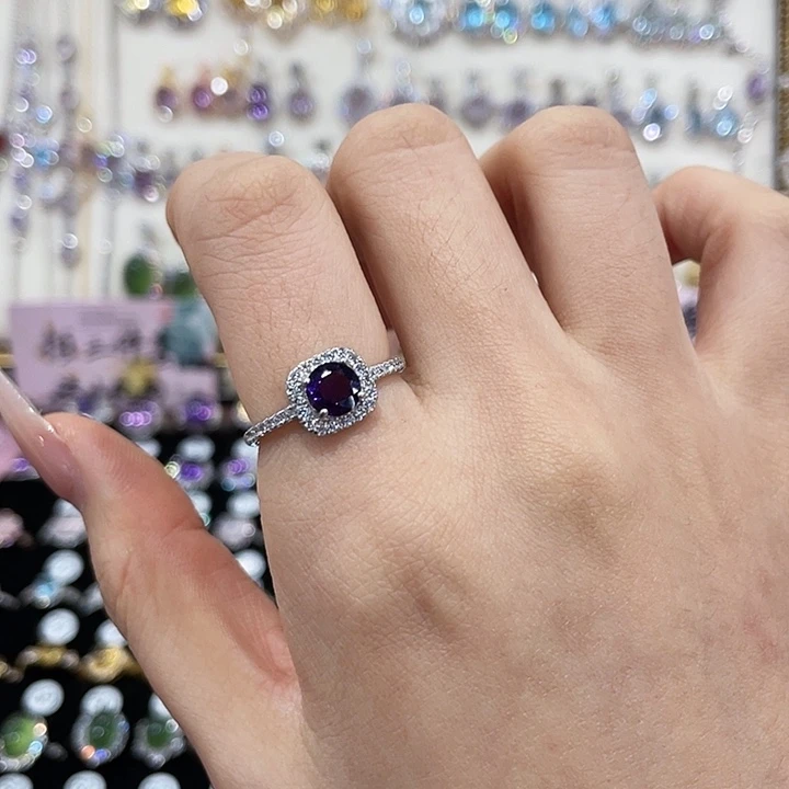 银S925镶嵌戒指紫晶