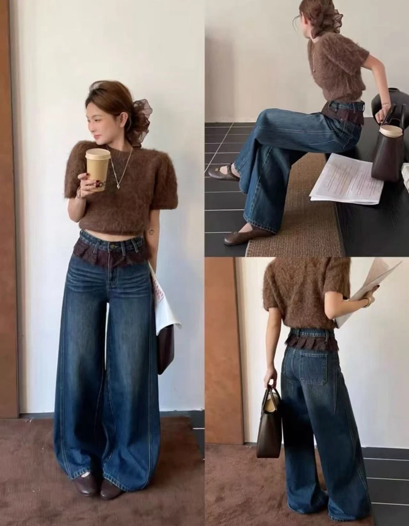 【10】壹#设计感高腰直筒宽松牛仔裤