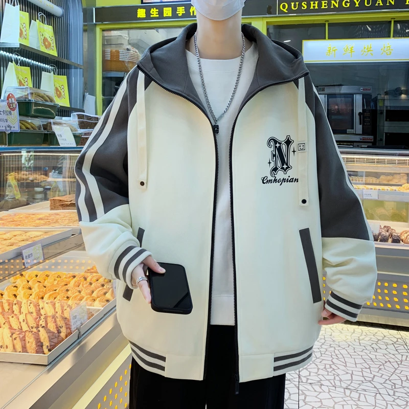 外套男2025新款春秋青少年连帽夹克潮牌初中学生大童帅气卫衣男装