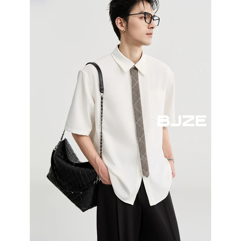 [自带领带感]伯爵卓尔夏季高级感冰丝速干短袖休闲衬衫男R521336