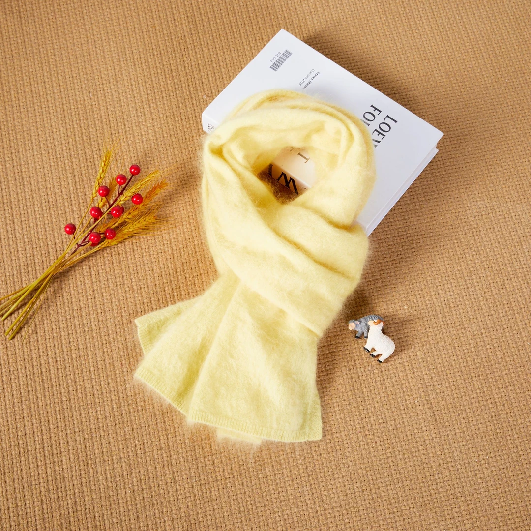 【羊绒奢品】羊绒围巾山羊绒拉毛绒保暖百搭针织加厚冬天纯色