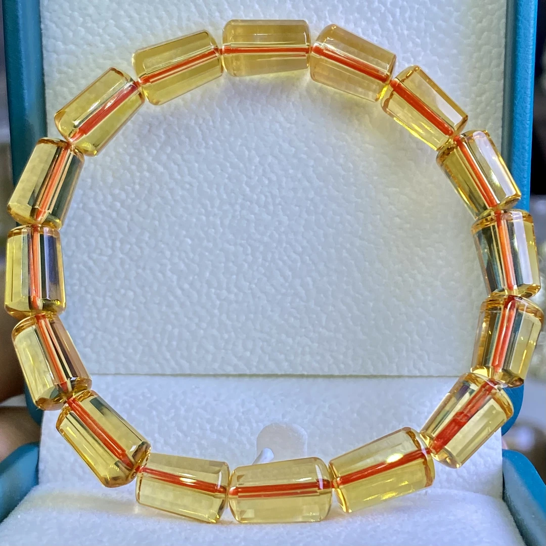 天然精品巴西暴力黄水晶手链一物一图正品送证书