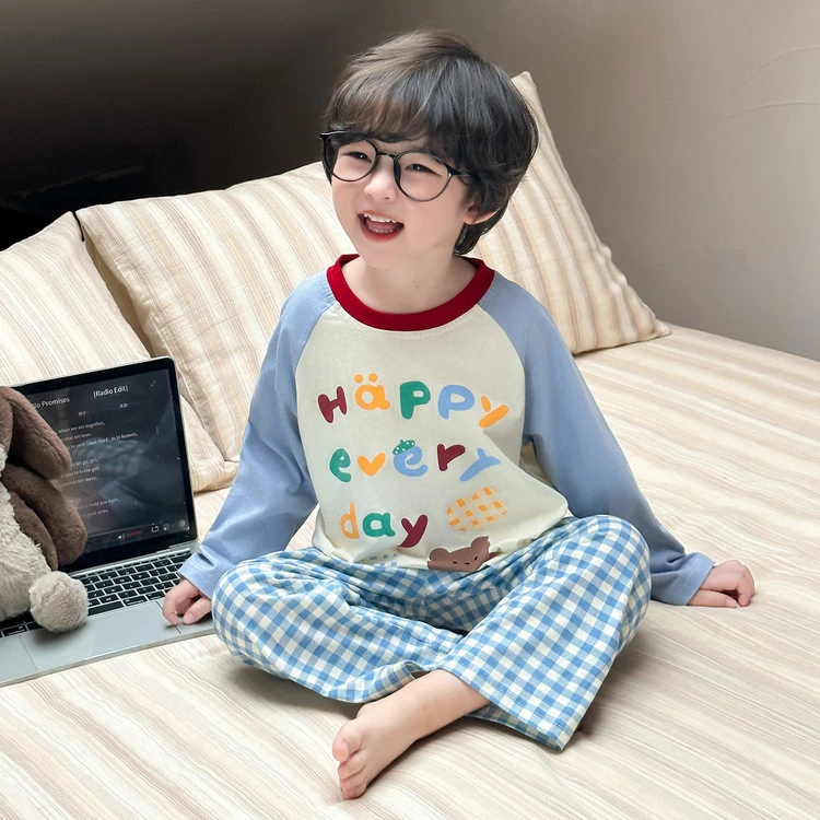 儿童睡衣男孩春秋款纯棉长袖宝宝家居服男童卡通洋气秋季薄款套装