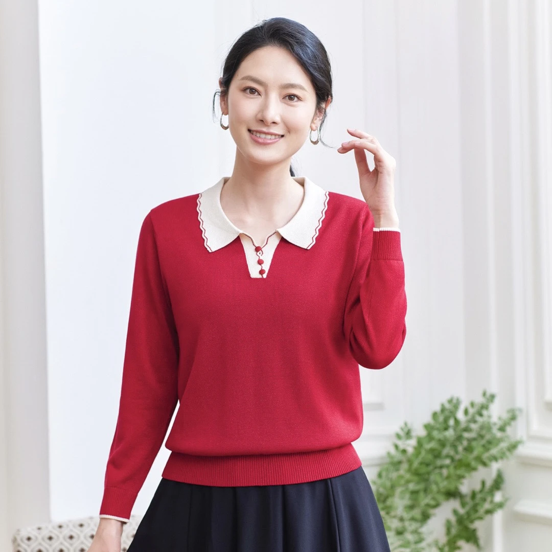 【反季清仓】秋冬妈妈装百分百莱赛尔天丝翻领女长袖时尚百搭98968