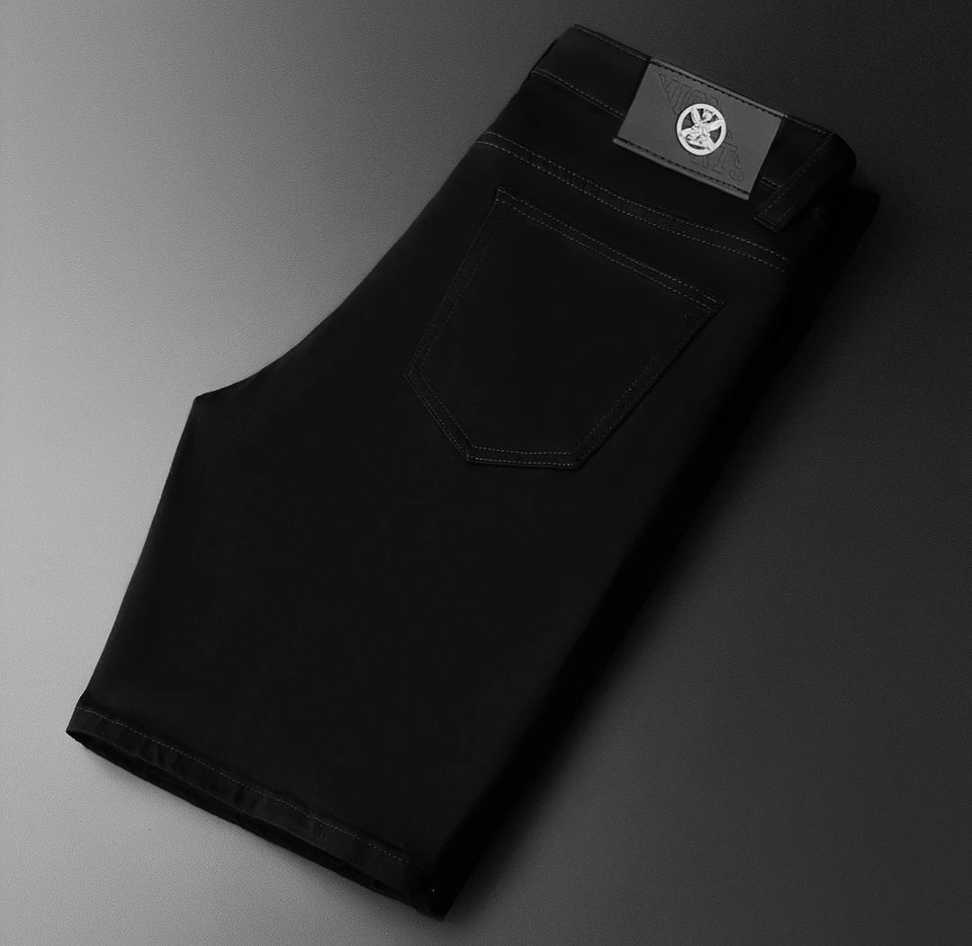 男士夏季新款薄款水洗牛仔短裤直筒潮流修身弹力短裤薄款百搭6-8