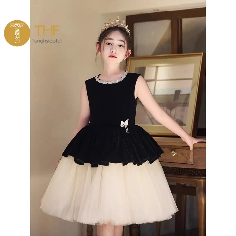 女童礼服2025新款婚礼花童小女孩生日公主裙主持人钢琴演奏演出服