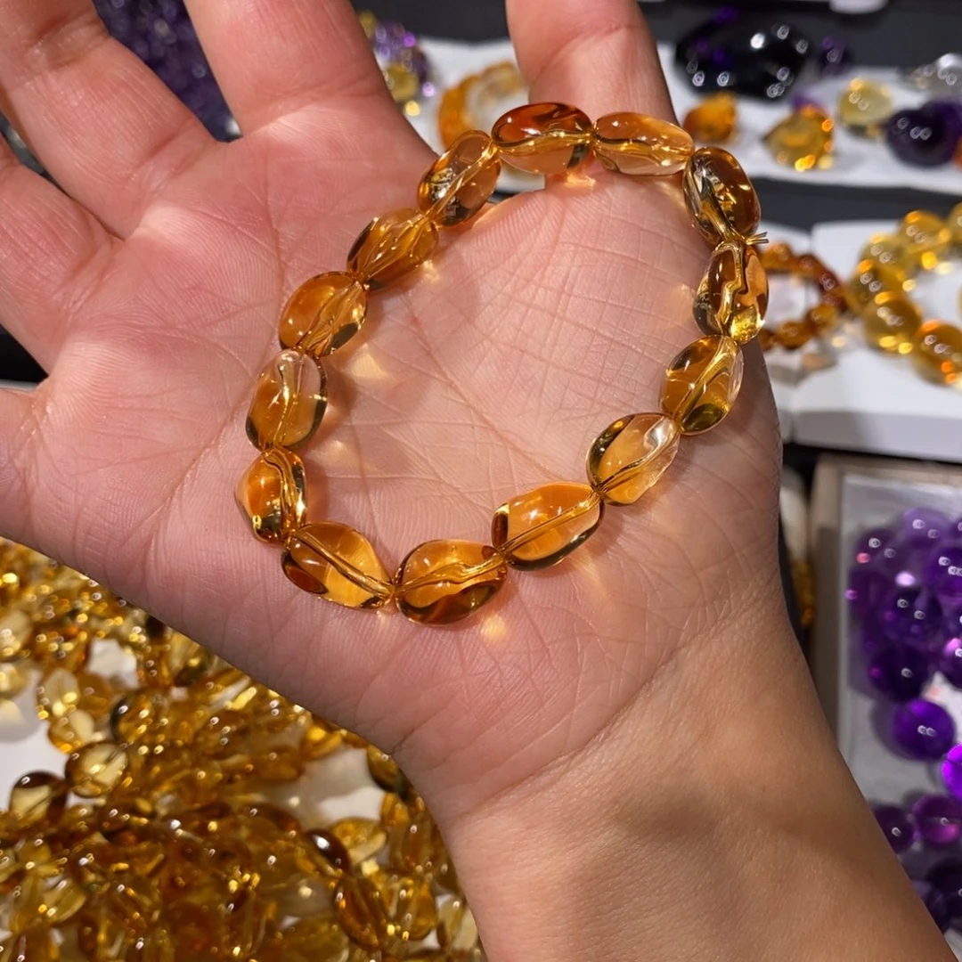 手链黄晶未镶嵌巴西浓郁暴力黄糖豆