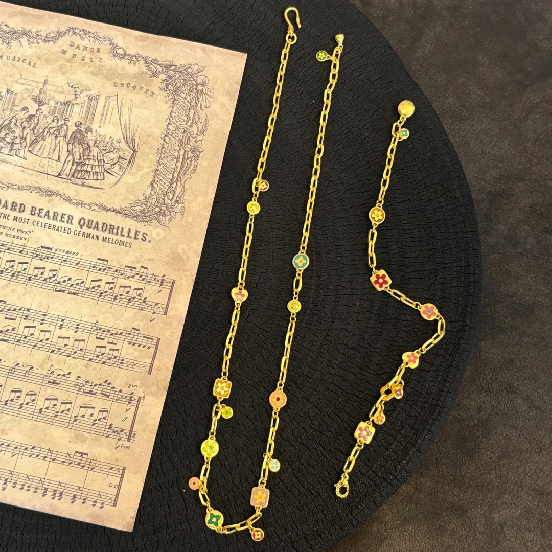 【金娜娜】金韵繁花项链  足金999 细工原版 高温烧蓝中古老钱风