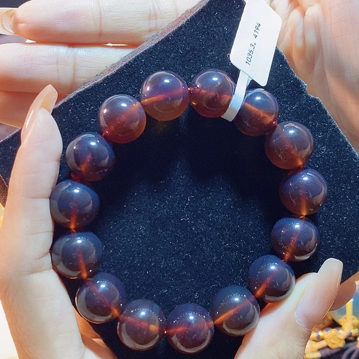 琥珀未镶嵌珠宝奇石紫罗兰手串13