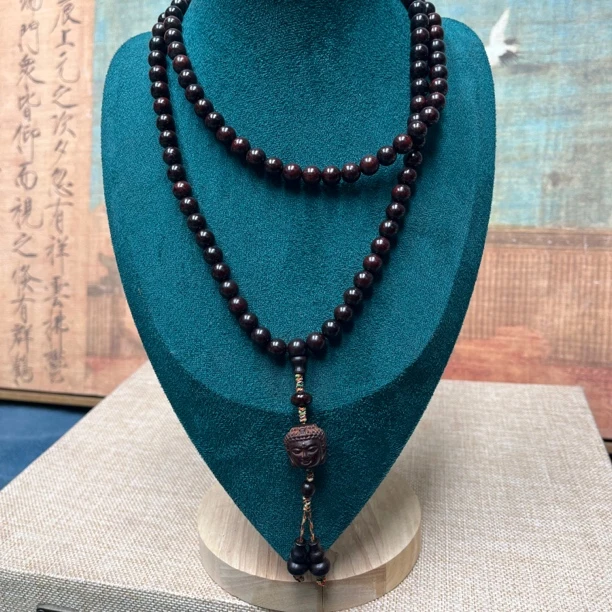 【限量福利】小叶紫檀佛头吊坠款多圈项链