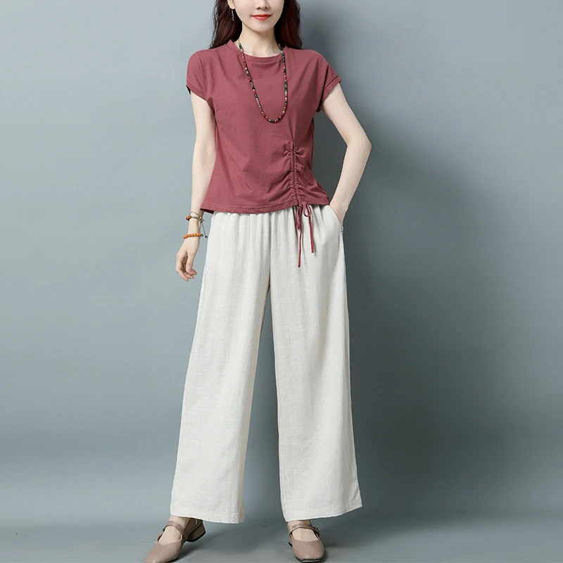 2115宽松阔腿裤套装女2025夏季新款洋气显瘦减龄妈妈装休闲两件套