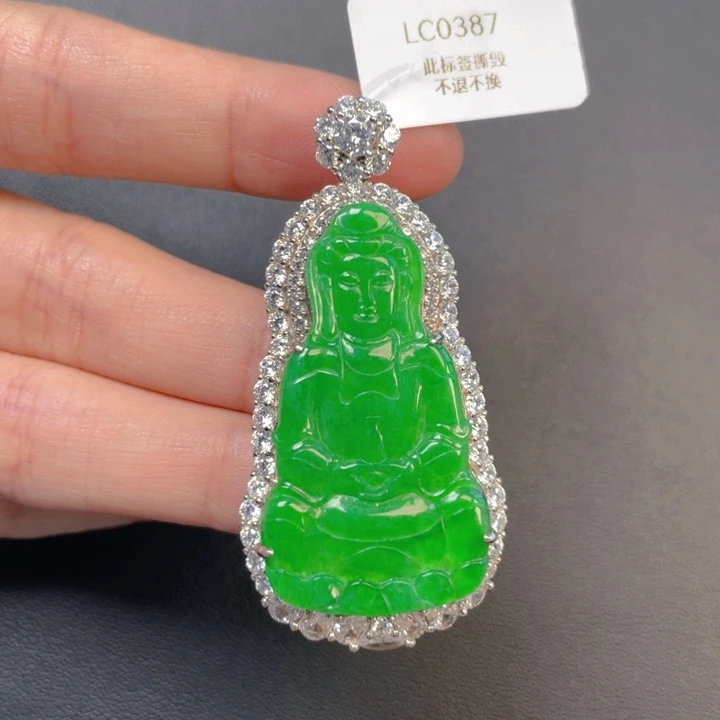 翡翠银S925镶嵌吊坠(不含链)