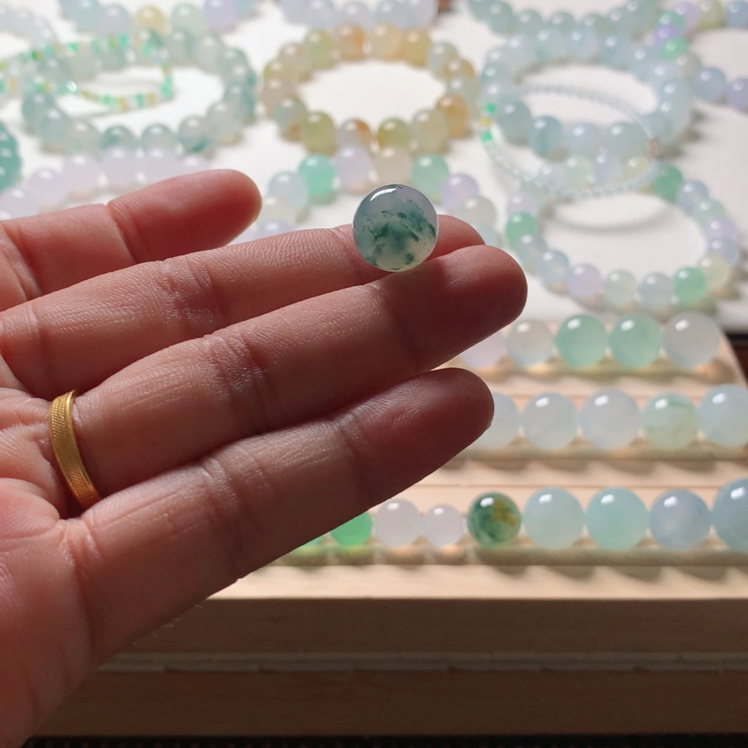 翡翠未镶嵌手链天然翡翠卡13单珠