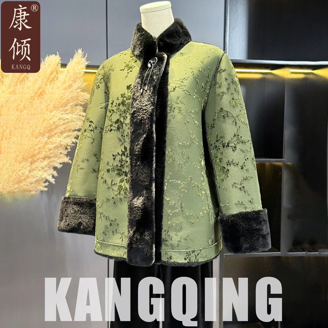 新中式妈妈冬装外套双面穿仿皮草大衣中老年奶奶冬加厚保暖棉衣女