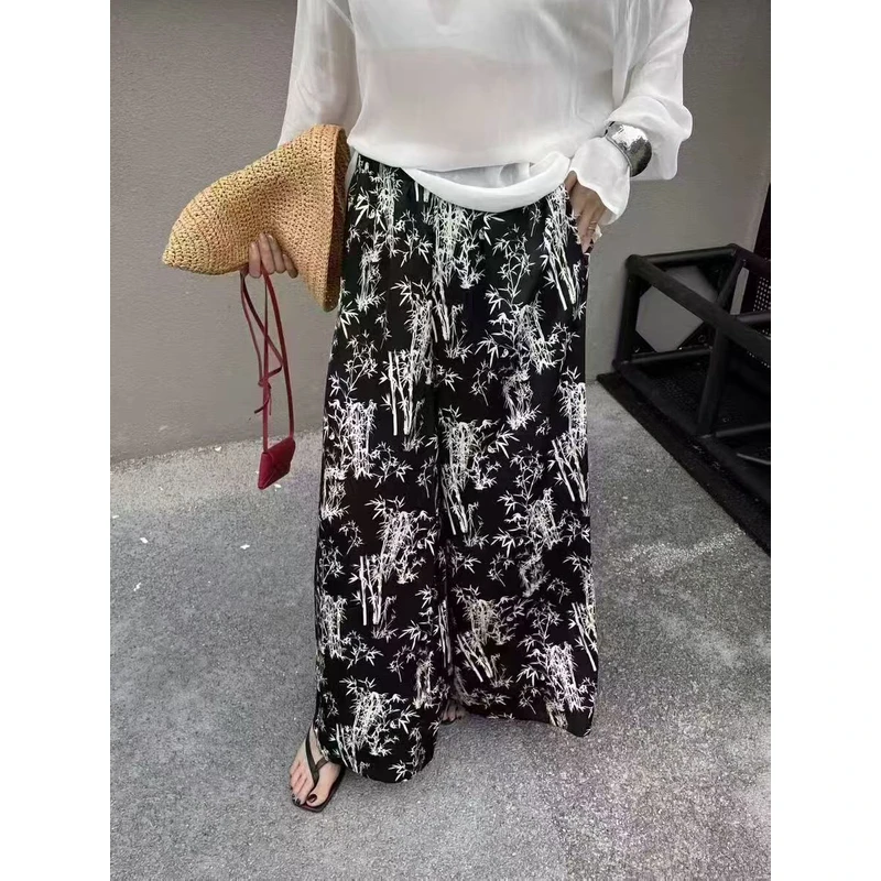 D13-女士国风休闲阔腿裤