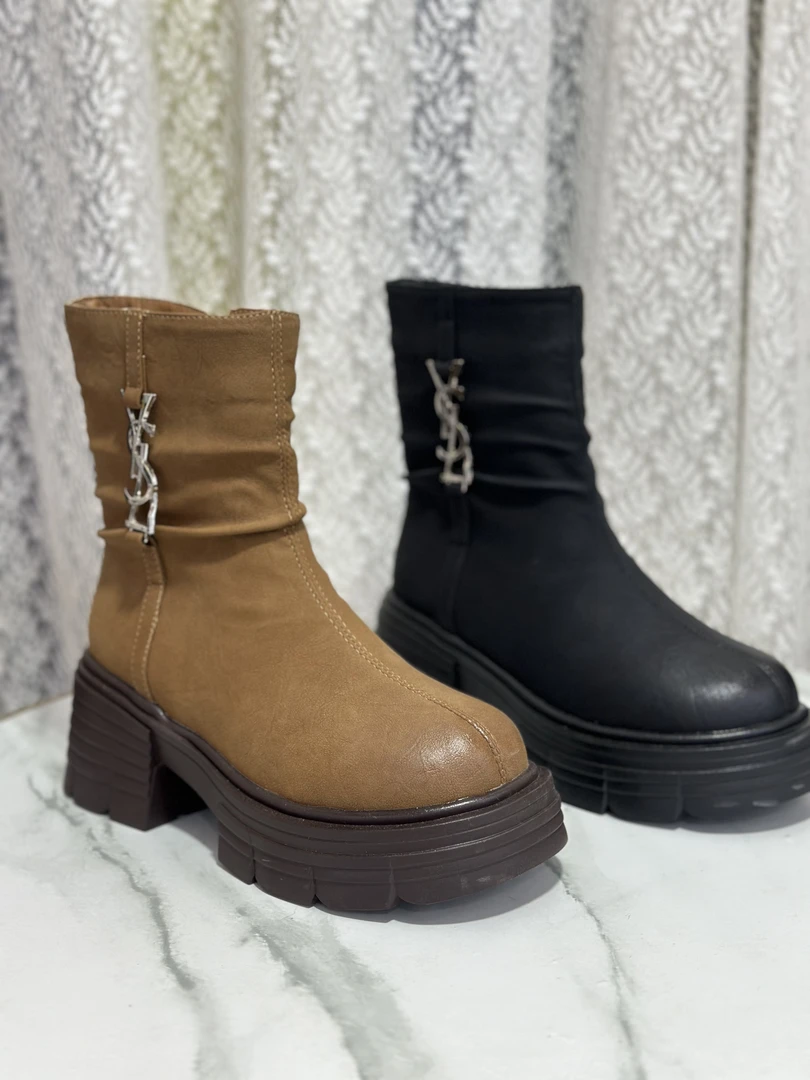 2025弹力靴冬季筒靴短靴百搭厚底时尚粗跟