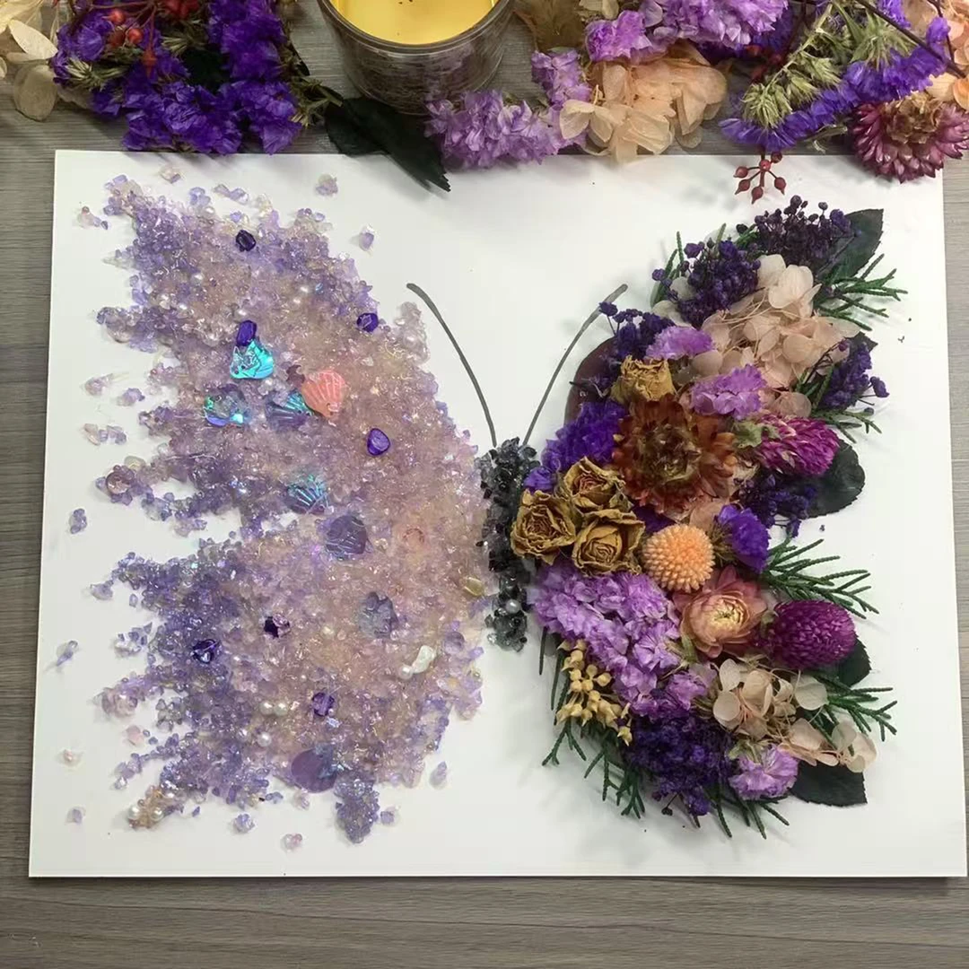 立体蝴蝶水晶干花蝴蝶相框diy画框手工礼物材料包送女朋友男