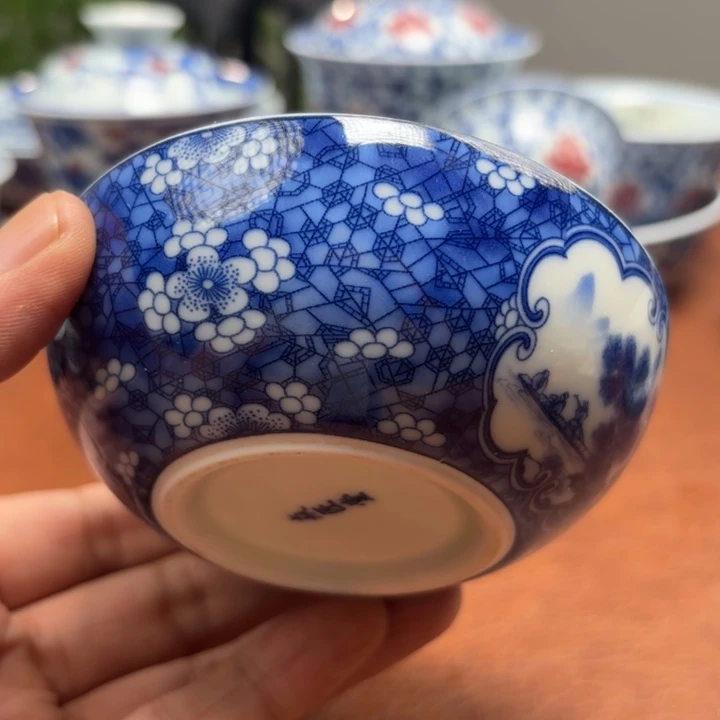 ¥***¥摆件开窗冰梅山水普洱杯景德镇发货