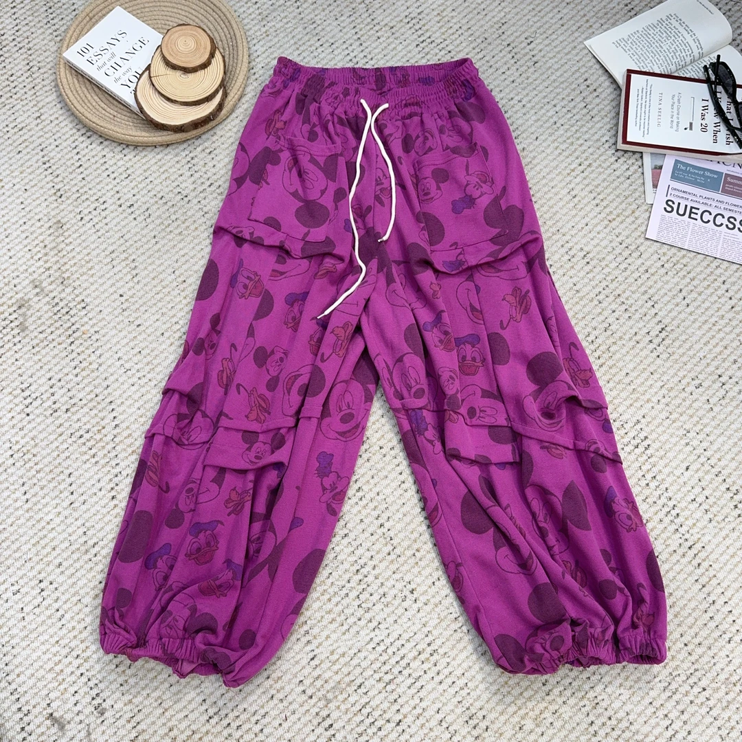 2025夏季新款百搭卡通印花休闲裤束脚裤4280