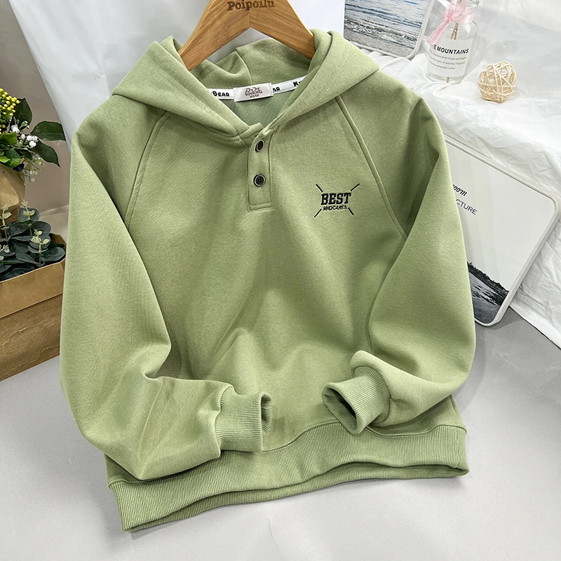 泡泡噜童装儿童半开连帽卫衣户外运动休闲外套宽松舒适杏色绿色