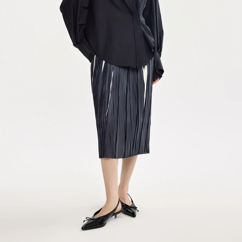 【专柜款半裙】25年春季新款气质优雅百搭三宅风半身裙9361