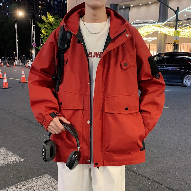 户外登山机能连帽工装冲锋衣夹克情侣宽松保暖防风防水外套上衣潮