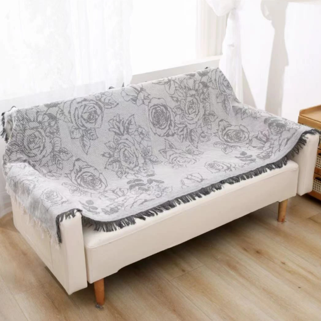 灰色玫瑰（90*180)CM高端沙发巾多层加厚沙发垫