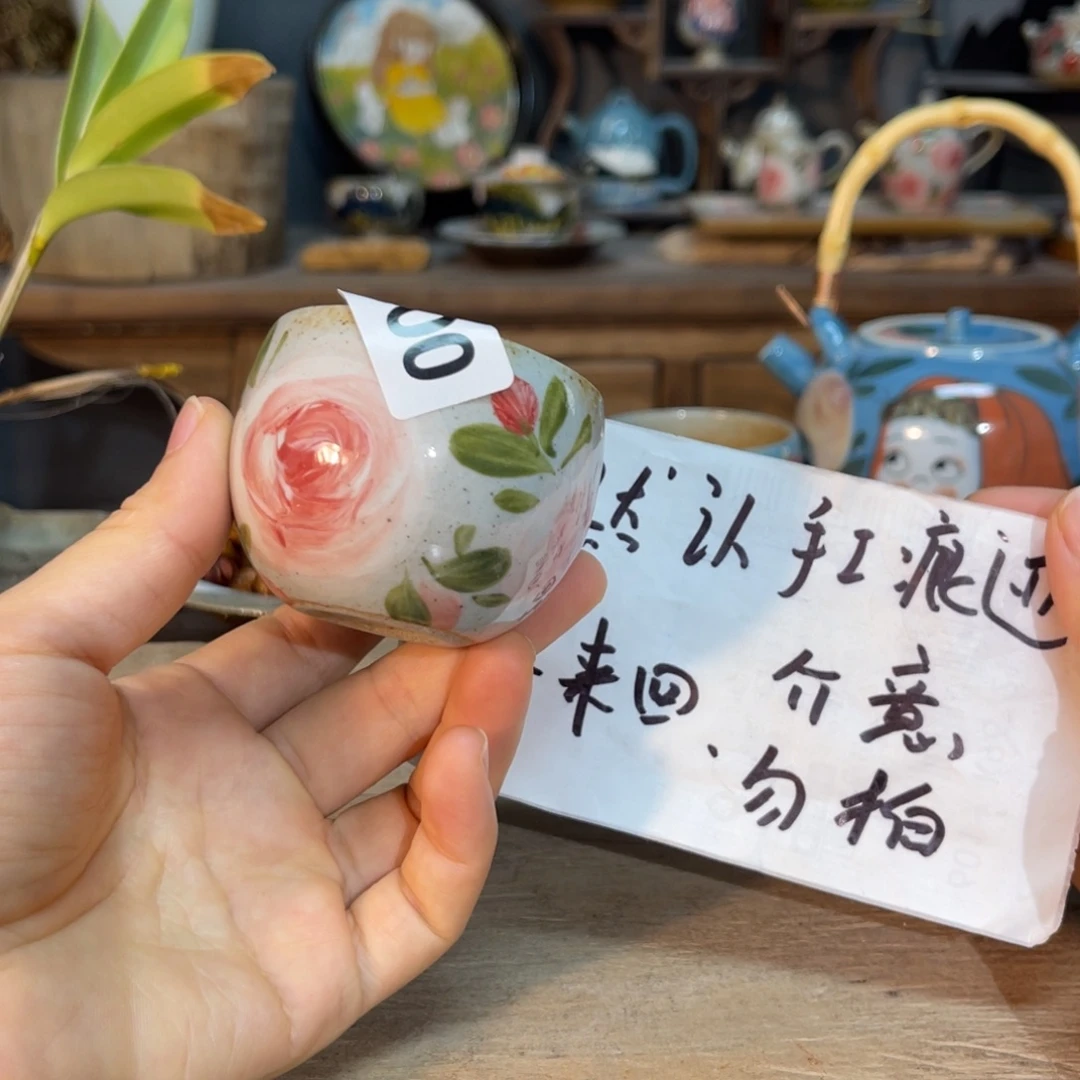 壶素浅陶瓷手工手绘