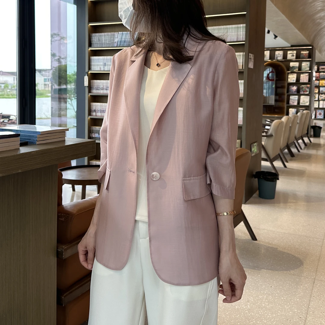 【西装+缎面背心两件套】2025夏季气质风简约衬衫显瘦薄款休闲N647