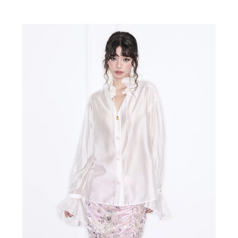 密扇云瑶之境珍珠白衬衫M253A03024101