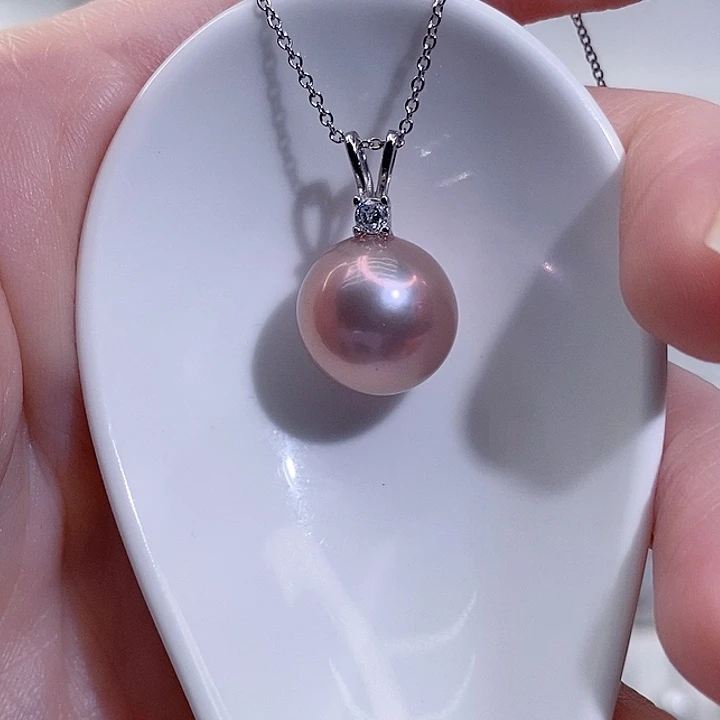 银S925镶嵌淡水珍珠颈饰12+A