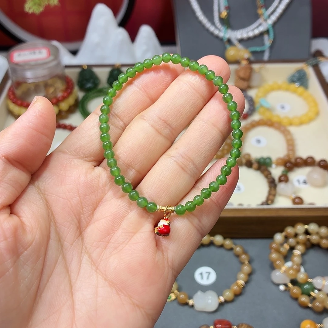 和田玉未镶嵌手链0.4碧玉，