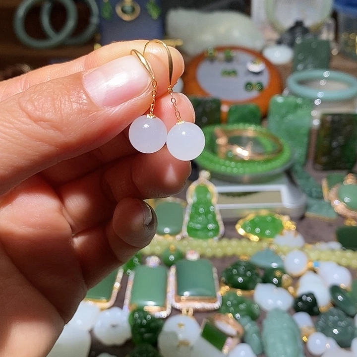 和田玉（白玉）18K金镶嵌吊坠(不含链)